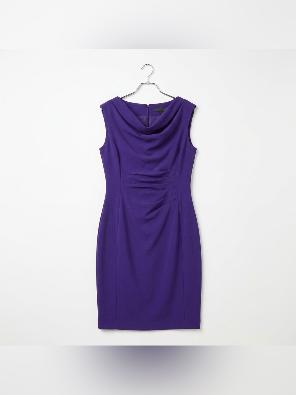 Chelsea Rose Elegant Purple Cowl-Neck Midi Dress